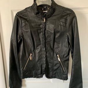Faux Black Leather Jacket sz Medium